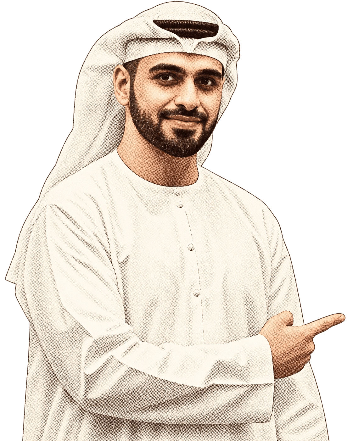 Ahmed Alshamsi pointing towards Tabbio