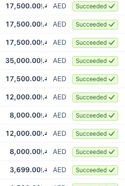 A column of successful payments coming in